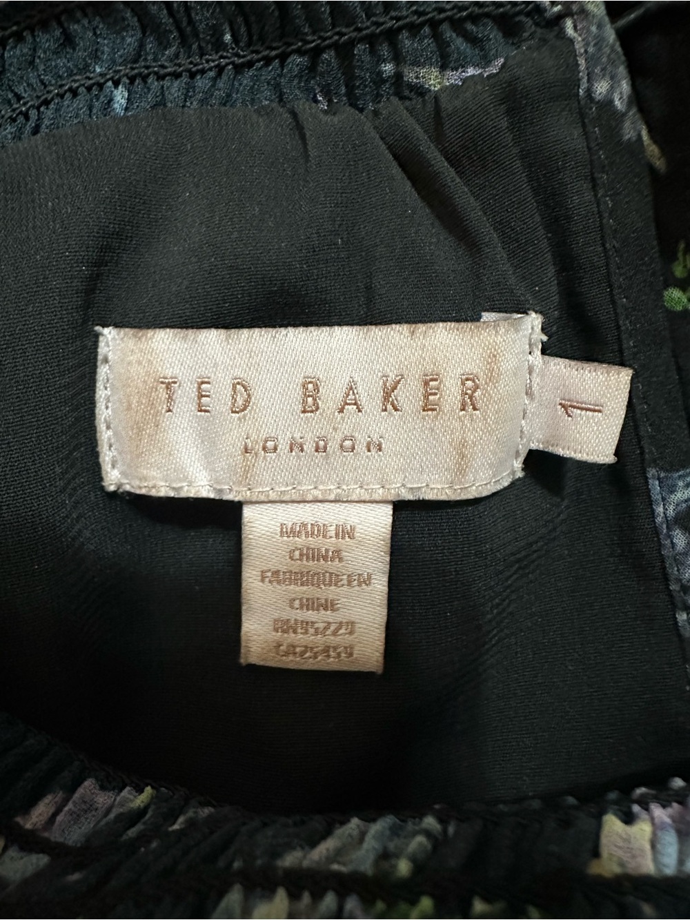 TED BAKER ZABRINA LOVEBIRDS RUFFLE BLOUSE BLACK SHEER CHIFFON SIZE 1 - Picture 10 of 12